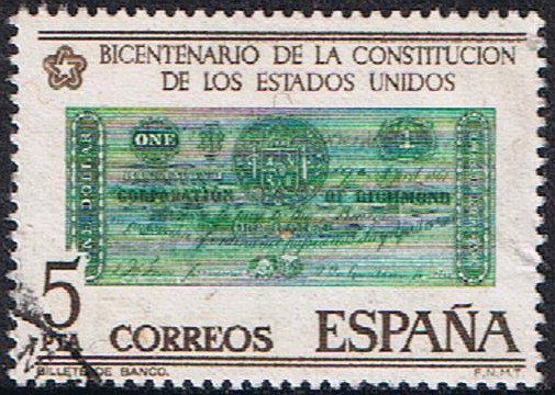 BICENTENARIO DE LA INDEPENDENCIA DE LOS EEUU. BILLETE DE UN DÓLAR