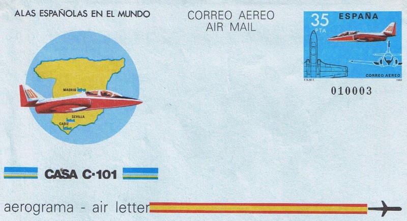 AEROGRAMA 1981. AVIÓN CASA C-101