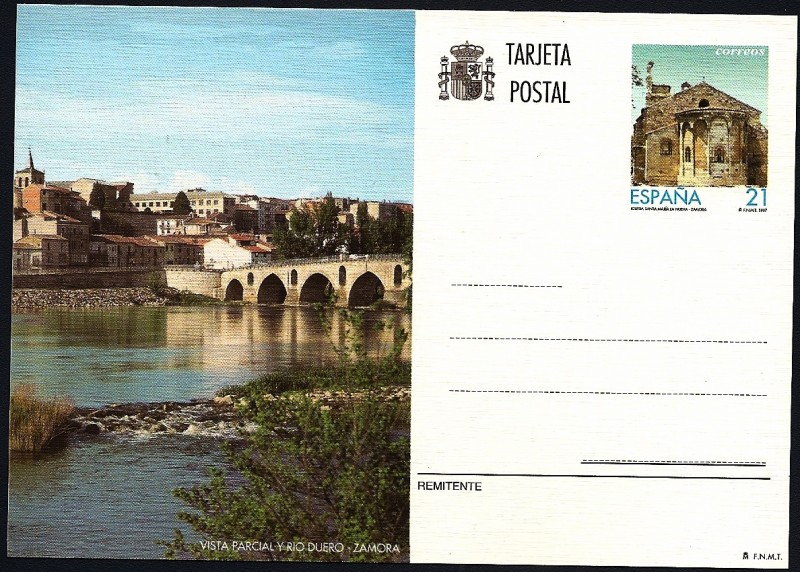 Tarjeta entero Postal   Zamora - Río Duero - Iglesia de Santa María La Nueva