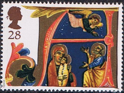 NAVIDAD 1991. LETRAS ILUMINADAS DEL MANUSCRITO VENECIANO ACTOS DE MARIA Y JESÚS