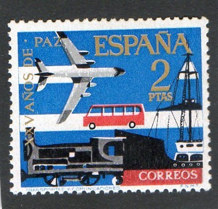 1584- XXV AÑOS DE PAZ ESPAÑOLA. TRANSPORTE.