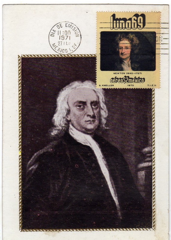 Tarjeta Máxima de México-Primer día de emisión-Isaac Newton.