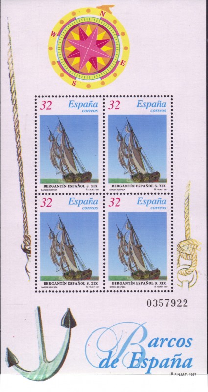 1997 - BARCOS DE ESPAÑA - Bergantín Español  Siglo XIX