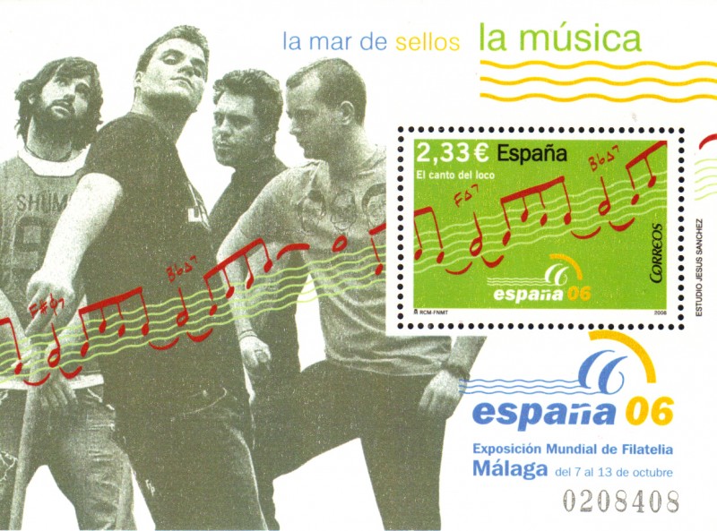 2006 LA MAR DE SELLOS MALAGA EXPOSICION MUNDIAL DE FILATELIA LA MÚSICA EL CANTO DEL LOCO