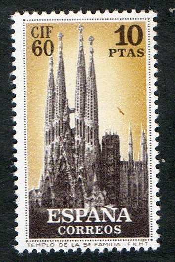 1285- I CONGRESO INTERNACIONAL FILATELIA. BARCELONA. TEMPLO DE LA SAGRADA FAMILIA.