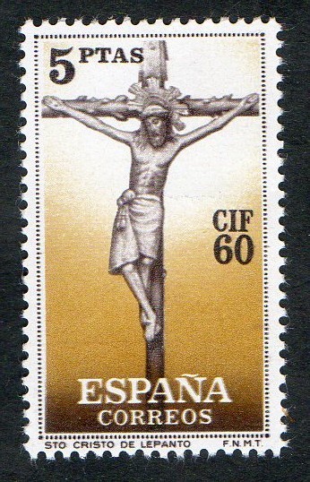 1284- I CONGRESO INTERNACIONAL FILATELIA. BARCELONA. CRISTO DE LEPANTO.