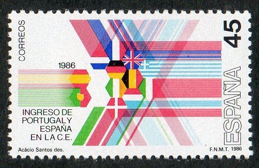 2828- INGRESO DE PORTUGAL Y ESPAÑA EN LA COMUNIDAD EUROPEA. ALEGORIA.