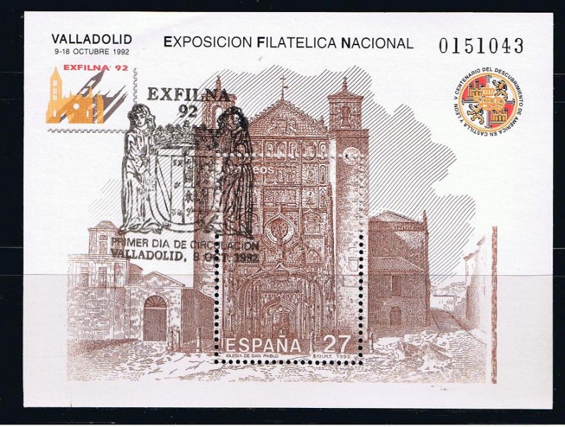 Edifil  3222  Exposición Filatélica Nacional Exfilna¨92.   