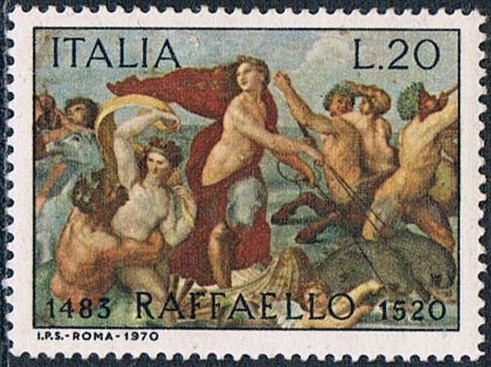 450 ANIV. DE LA MUERTE DE RAFAEL. DETALLE DEL FRESCO DE LA GALATEA. Y&T Nº 1043