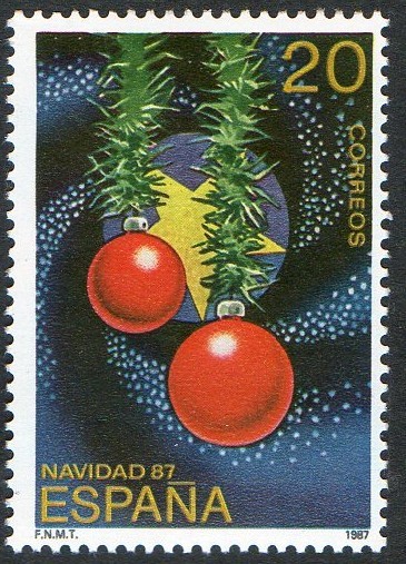 2925- Navidad 87. Navidad con los colores de España y Europa.