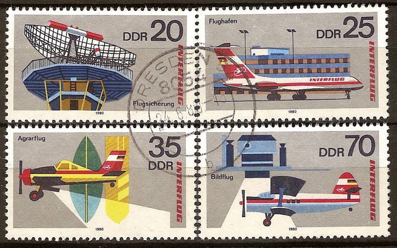 Labores en aerolineas,bloque de cuatro sellos(DDR).