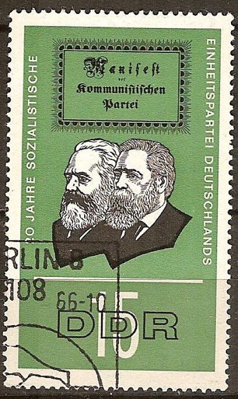 20a Aniv de Partido Socialista Unificado (SED). Marx, Engels y el manifiesto(DDR)