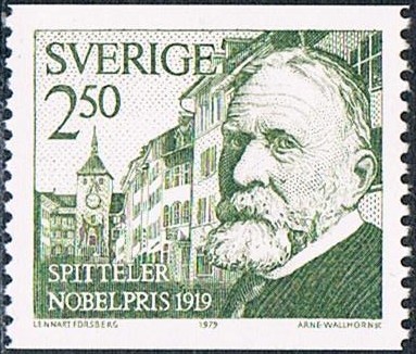 LAUREADOS CON EL PREMIO NOBEL EN 1919. CARL SPITTELER, LITERATURA. Y&T Nº 1077