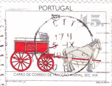 carro de correo de tracción animal s.XIX