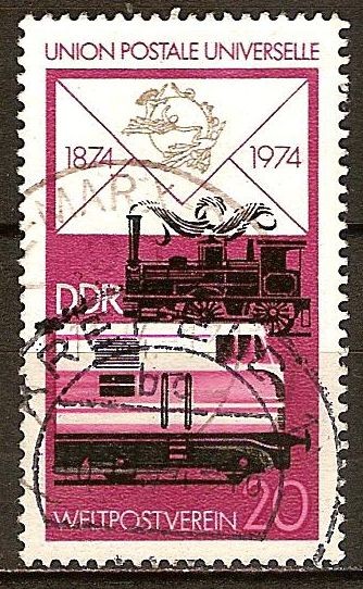 100 años de la Unión Postal Universal.Locomotoras de vapor y diesel-DDR