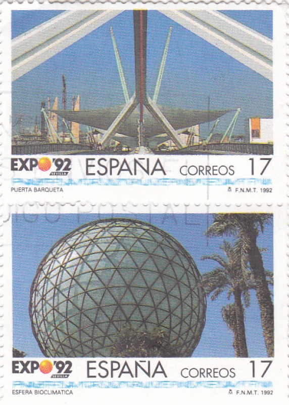 EXPO 92 - puerta barqueta y esfera bioclimática