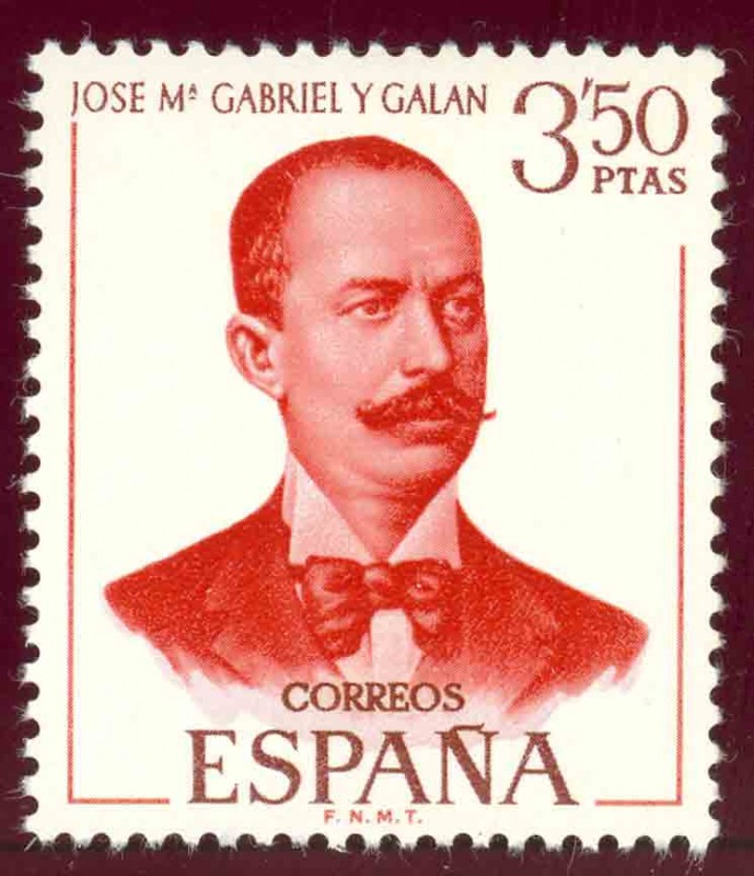 1970 Literatos Españoles. Jose Mª Gabriel y Galan - Edifil:1995