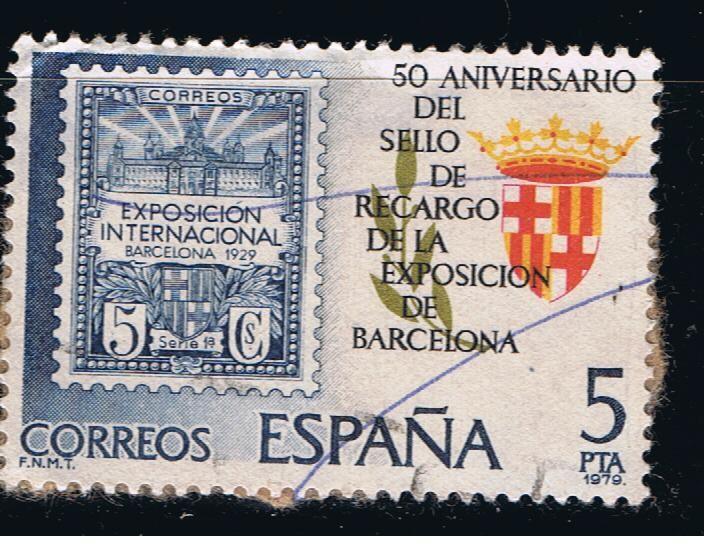 Edifil  2549  50 Aniver. del sello de recargo de la Exposición de Barcelona.  