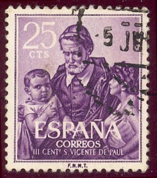 1960 III centenario murte San Vicente Paul- Edifil:1296