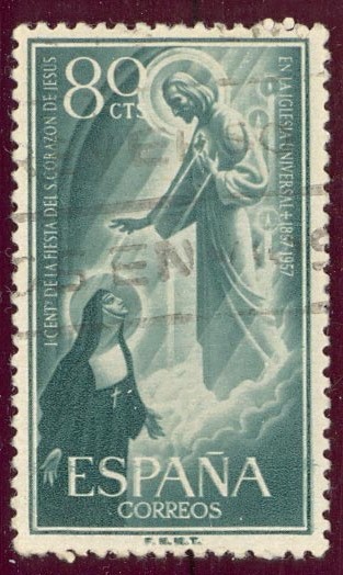 1957 Centenario de la fiesta del Sagrado Corazón de Jesús- Edifil:1208