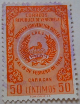 PRIMERA CONVENCION POSTAL 9 AL 15 DE FEBRERO DE 1954 CARACAS