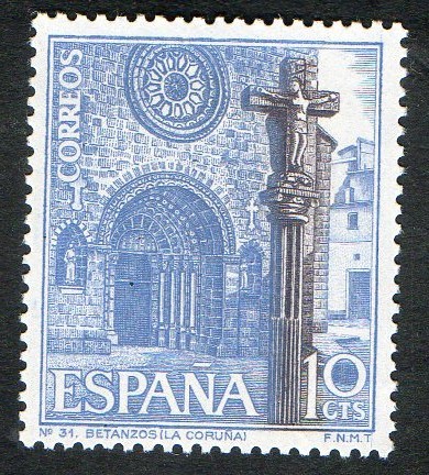 1802- Serie Turística. Iglesia de Santa María de Azougue, Bentazos ( La Coruña ).