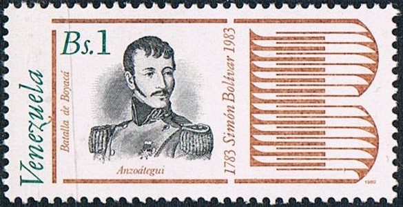 BICENT. DEL NACIMIENTO DE SIMÓN BOLIVAR (VI). GENERAL JOSE ANTONIO ANZOÁTEGUI. Y&T Nº 1109