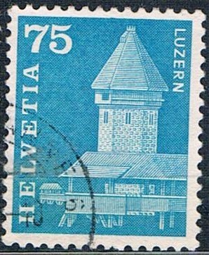 SERIE BÁSICA 1960-63. PUENTE DE LA CAPILLA Y TORRE DEL AGUA, EN LUCERNA. Y&T Nº 654