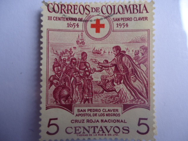 III.Cent.de San Pedro Claver-Apostol de los Negros.Cruz Roja Nacional (1654-1954)