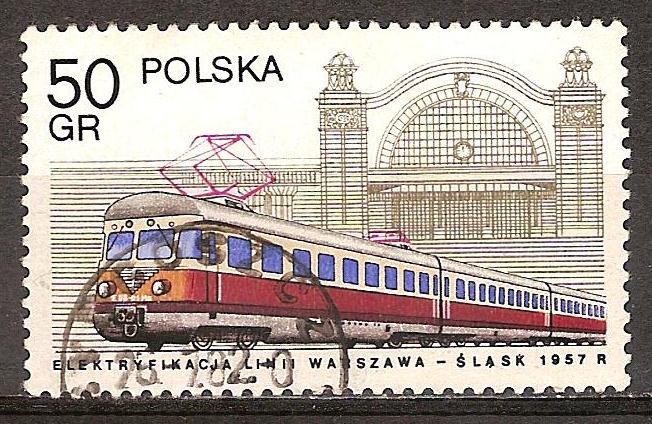 Locomotora eléctrica y estación de Katowice.(1957)