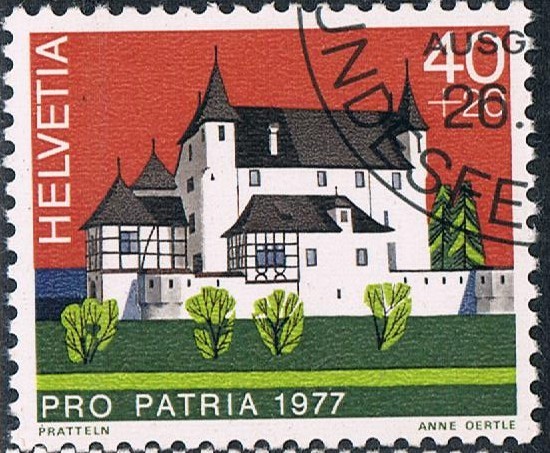 PRO PATRIA 1977. CASTILLOS SUIZOS. PRATTELN, CANTON DE BASILEA-CAMPIÑA. Y&T Nº 1027