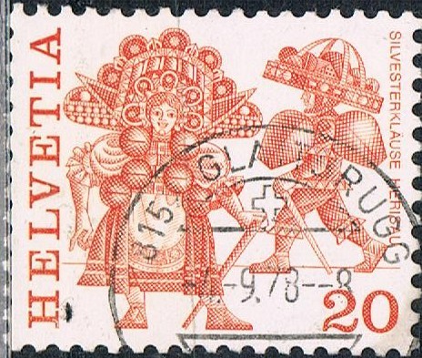 SERIE BÁSICA 1977. COSTUMBRES POPULARES. LAS SYLVESTERKLAUSEN, DE HERISAU. Y&T Nº 1035