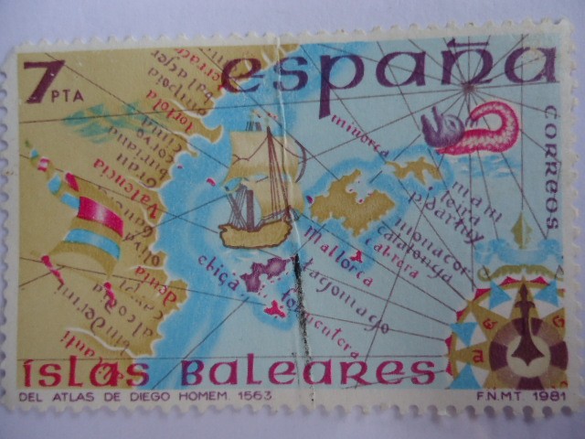 ISLAS BALEARES.-Del Atlas de  Diego Homem.