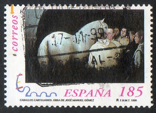 3684- Exposición Mundial de Filatelia ESPAÑA 2000. Caballos Cartujanos.