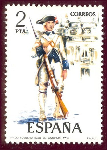 1975 Uniformes militares. Fusilero del Regimiento de Asturias- Edifil:2278