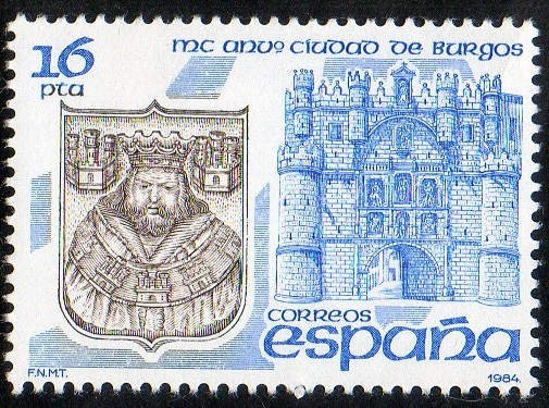 2742- MC aniversario de la ciudad de Burgos. Arco de Santa María y escudo primitivo de Burgos.