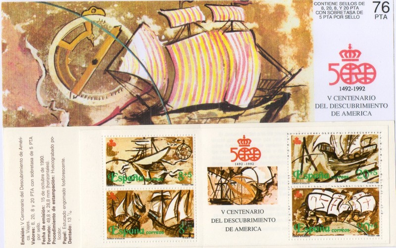 3079C- 3082- V Centenario del Descubrimiento de América. Navíos del siglo XVI . 