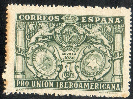 566-  Pro Unión Iberoamericana.Escudos de España Bolivia y Paraguay.