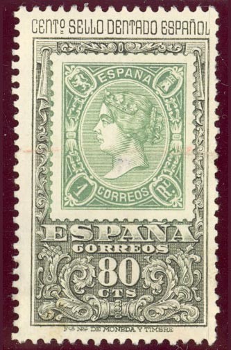 1965 Centenario del primer sello dentado - Edifil:1689