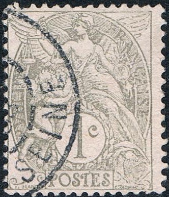 ALEGORÍA DE LA REPÚBLICA TIPO BLANC 1900-24. Y&T Nº 107