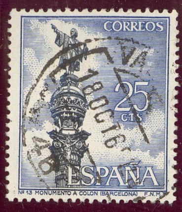 1965 Serie Turistica.Monumento a Colón. Barcelona - Edifil:1643