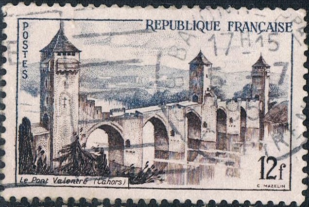 TURISMO 1955. PUENTE VALENTRÉ, EN CAHORS. Y&T Nº 1039