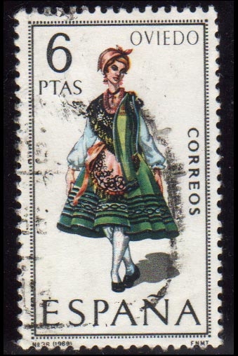 1969 Trajes tipicos españoles. Oviedo - Edifil:1909