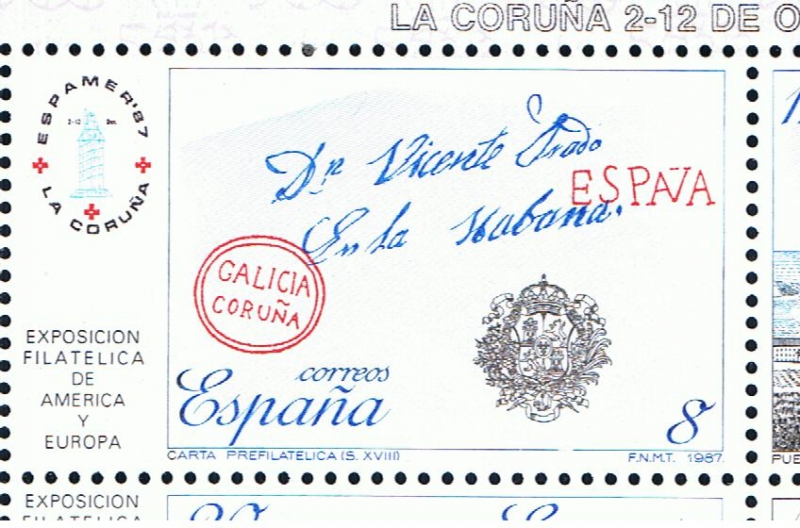 Edifil  2912  Exposición Filatélica de España y América Espamer¨87.  