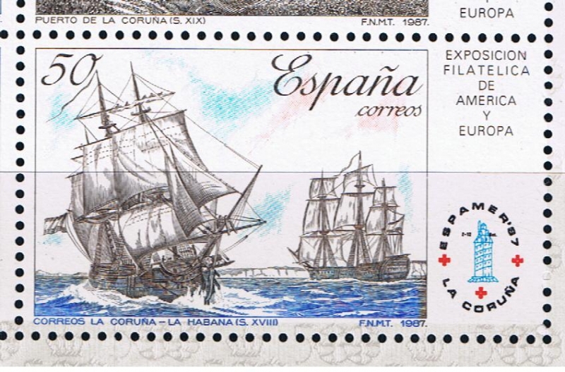 Edifil  2915   Exposición Filatélica de España y América Espamer¨87.  