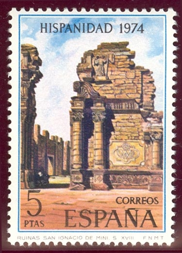 1974 12 oct Hispanidad Argentina. Ruinas de la misión de S. Ignacio de Mini - Edifil:2215