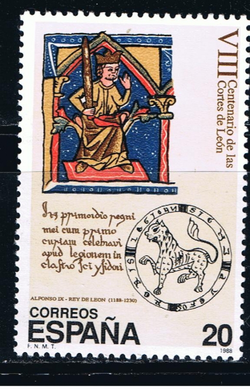 Edifil  2961  VIII Cente. de las primeras Cortes de León.  