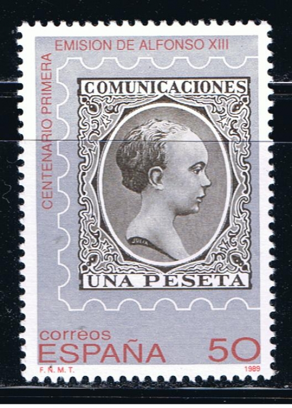 Edifil  3024  Centenario de la primera emisión de Alfonso XIII denominada del ·Pelón