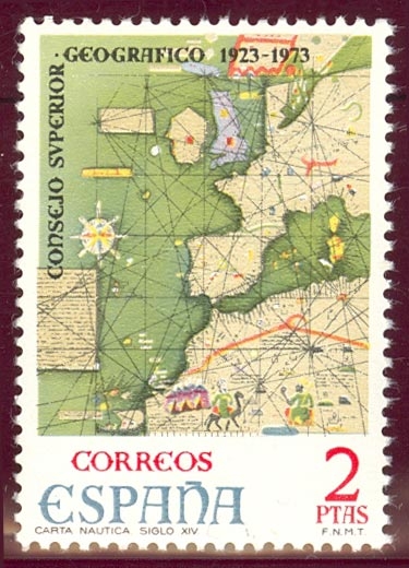 1974 L Aniversario del Consejo Superior Geográfico. Carta Náutica - Edifil:2172