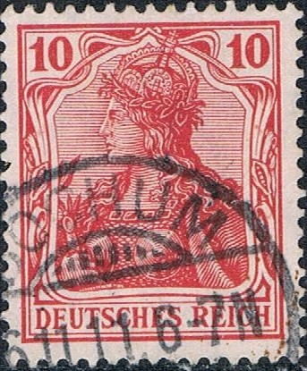 ALEGORÍA DE GERMANIA 1905-11. LEYENDA DEUTCHES REICH. FILIGRANA LOSANGES. Y&T Nº 84